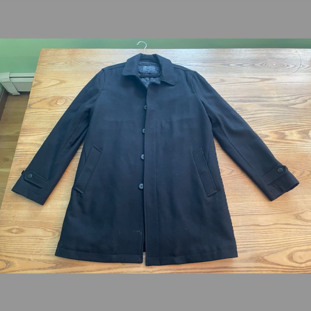 J. Crew Factory Classic Walking Pea Coat, Black, Size Large